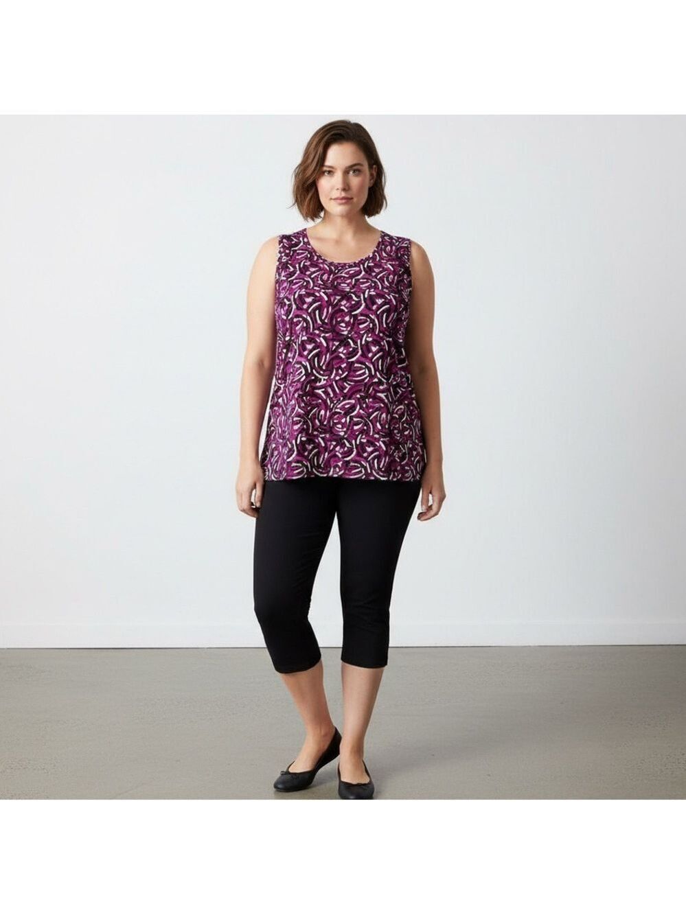 JMS EasyDressing Women’s 2X Sleeveless Geometric Print Blouse